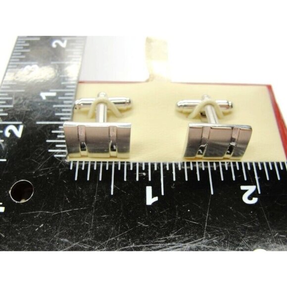 Banana Republic Kenneth Roberts Cufflinks Polished Stainless Steel Rectangle IOB - Picture 8 of 11